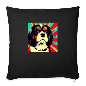 Cavalier King charles Spaniel pop art - Sofa pillowcase 17,3'' x 17,3'' (45 x 45 cm) - black - Front