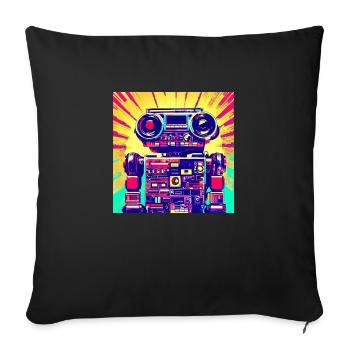 Pop Art Style Robot from a stereo system - Sofa pillowcase 17,3'' x 17,3'' (45 x 45 cm) - black - Front