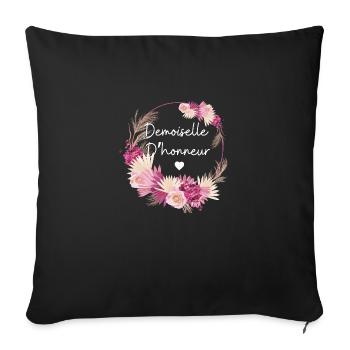 Demoiselle d’honneur floral - Housse de coussin décorative 45 x 45 cm - noir - Devant