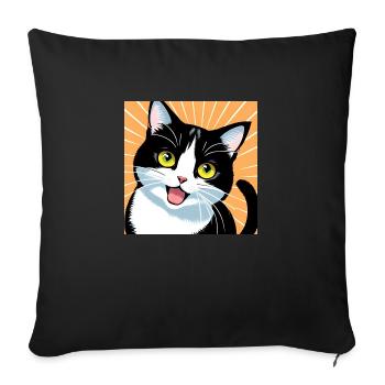 Surpris Happy Mignon Adorable Funny Cat - Housse de coussin décorative 45 x 45 cm - noir - Devant