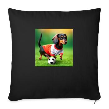 Teckel jouant au football - Housse de coussin décorative 45 x 45 cm - noir - Devant