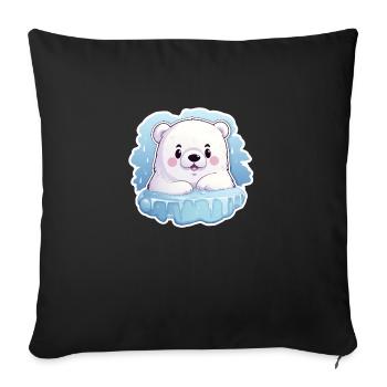 Ours polaire Kawaii - Housse de coussin décorative 45 x 45 cm - noir - Devant
