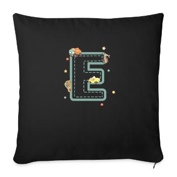 Buchstabe e Fahrzeug - personalisiertes Kindergeschenk - Sofakissenbezug 45 x 45 cm - Schwarz - Vorne