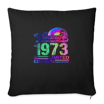 50e anniversaire vintage rétro Né en 1973 Anniversaire - Housse de coussin décorative 45 x 45 cm - noir - Devant
