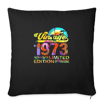 50e anniversaire vintage rétro Né en 1973 Anniversaire - Housse de coussin décorative 45 x 45 cm - noir - Devant