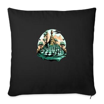 Mountain chess n°1 - Sofa pillowcase 17,3'' x 17,3'' (45 x 45 cm) - black - Front