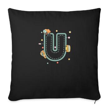 Letter u vehicle - personalized child gift - Sofa pillowcase 17,3'' x 17,3'' (45 x 45 cm) - black - Front