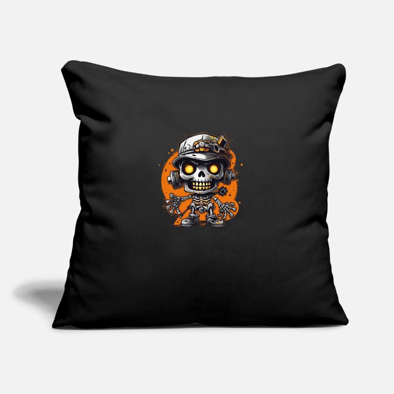 Squelette Chibi cool Housse de coussin décorative 45 x 45 cm