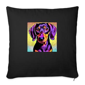 Teckel Pop Art - Housse de coussin décorative 45 x 45 cm - noir - Devant
