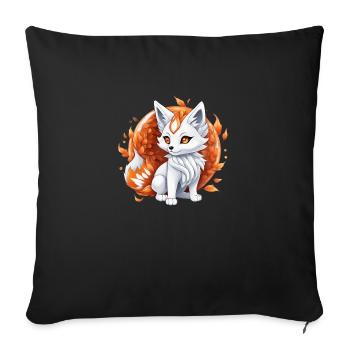 Kawaii Kitsune - Sofakissenbezug 45 x 45 cm - Schwarz - Vorne