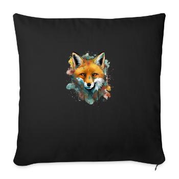 Fuchs gezeichnet - Sofakissenbezug 45 x 45 cm - Schwarz - Vorne