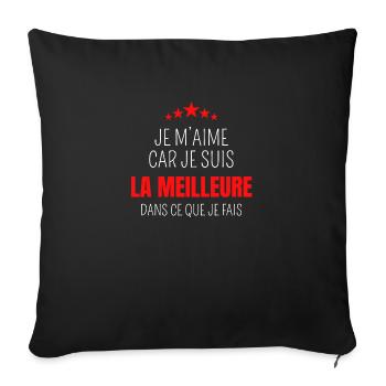 Je m’aime car je suis la meilleure - Housse de coussin décorative 45 x 45 cm - noir - Devant