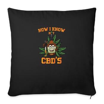Plantesta Now I Know MY CBD'S - Sofa pillowcase 17,3'' x 17,3'' (45 x 45 cm) - black - Front