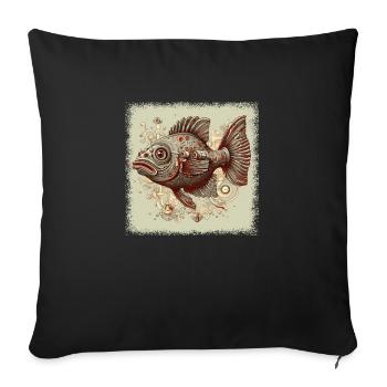 fish hook axolotls fishing love fish head - Sofakissenbezug 45 x 45 cm - Schwarz - Vorne
