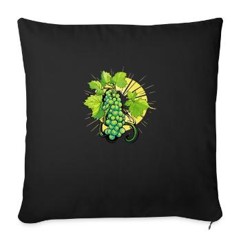 Grappe de raisins verts - Housse de coussin décorative 45 x 45 cm - noir - Devant