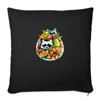 Animaux mignons dans les fruits n°2 - Housse de coussin décorative 45 x 45 cm - noir - Devant