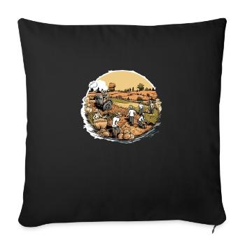 Alte Feldarbeit - Sofakissenbezug 45 x 45 cm - Schwarz - Vorne