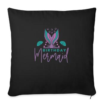 Birthday Mermaid, Mermaids Birthday Party - Housse de coussin décorative 45 x 45 cm - noir - Devant