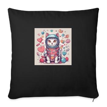 Cat in Space Vol.5 - Sofa pillowcase 17,3'' x 17,3'' (45 x 45 cm) - black - Front