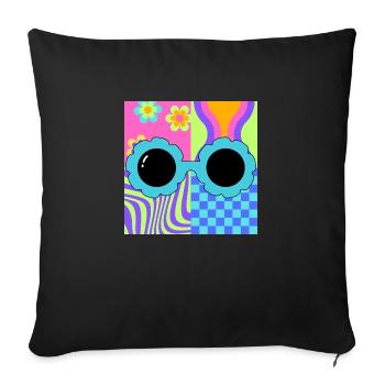 80s Flower Power - Sofa pillowcase 17,3'' x 17,3'' (45 x 45 cm) - black - Front