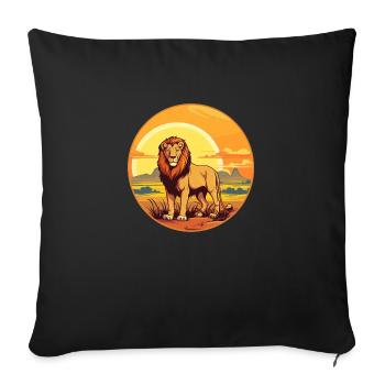 the lion in the savannah - Sofa pillowcase 17,3'' x 17,3'' (45 x 45 cm) - black - Front