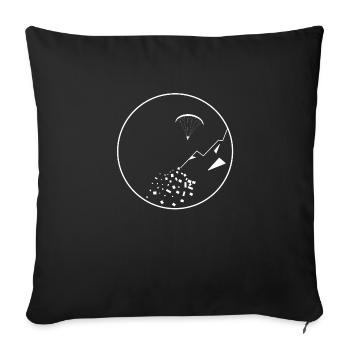 Parapente en montagne - Housse de coussin décorative 45 x 45 cm - noir - Devant