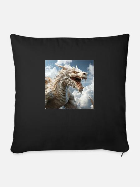 Weißer Drache - Sofakissenbezug 45 x 45 cm - Schwarz