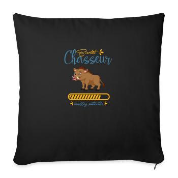 bientôt chasseur t-shirt chasseur sanglier - Housse de coussin décorative 45 x 45 cm - noir - Devant