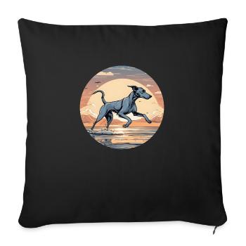 Lurcher by the Sea - Sofa pillowcase 17,3'' x 17,3'' (45 x 45 cm) - black - Front