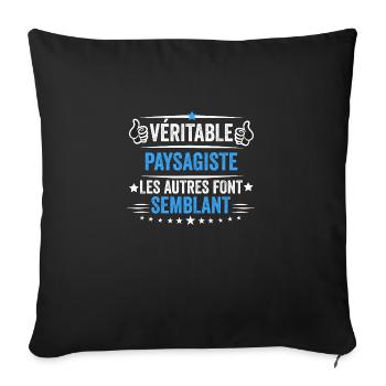 T-shirt Paysagiste idée cadeau Paysagiste - Housse de coussin décorative 45 x 45 cm - noir - Devant