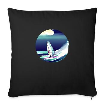 Planche à voile Kitesurfers Windsurfers Kitesurf - Housse de coussin décorative 45 x 45 cm - noir - Devant