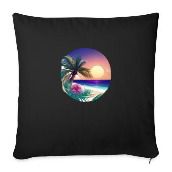 Vacances d’été Palm Beach Palm Islands Island Sun - Housse de coussin décorative 45 x 45 cm - noir - Devant