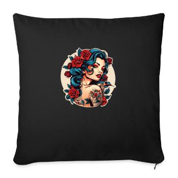 Pin-up Fille - Housse de coussin décorative 45 x 45 cm - noir - Devant