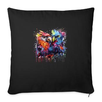 colorful birds - Sofa pillowcase 17,3'' x 17,3'' (45 x 45 cm) - black - Front