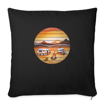 Camping Camp Tentes Camping-car Caravane Cadeau - Housse de coussin décorative 45 x 45 cm - noir - Devant
