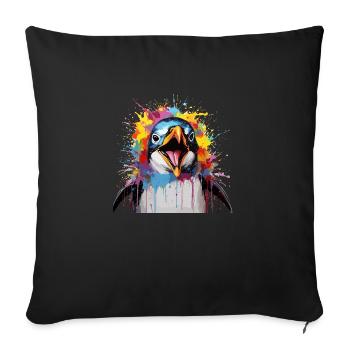 colorful laughter of wildlife - Sofa pillowcase 17,3'' x 17,3'' (45 x 45 cm) - black - Front