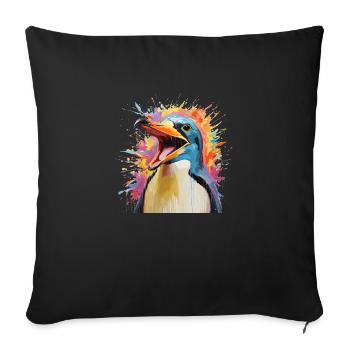 Penguin in colorful turmoil - Sofa pillowcase 17,3'' x 17,3'' (45 x 45 cm) - black - Front