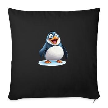 der fröhliche Pinguin - Sofakissenbezug 45 x 45 cm - Schwarz - Vorne