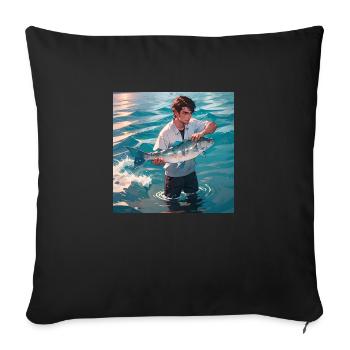 Der Fang des Tages - Sofakissenbezug 45 x 45 cm - Schwarz - Vorne