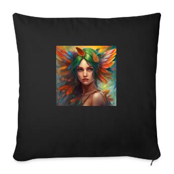 Elfe 1 - Housse de coussin décorative 45 x 45 cm - noir - Devant