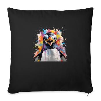 the colorful penguin - Sofa pillowcase 17,3'' x 17,3'' (45 x 45 cm) - black - Front