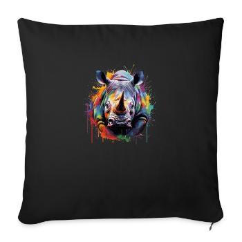 the colorful rhino - Sofa pillowcase 17,3'' x 17,3'' (45 x 45 cm) - black - Front