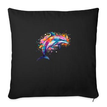the colorful dolphin - Sofa pillowcase 17,3'' x 17,3'' (45 x 45 cm) - black - Front