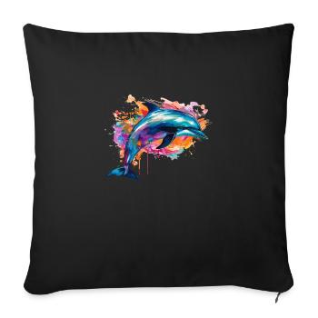 Dolphin in the colorful sea - Sofa pillowcase 17,3'' x 17,3'' (45 x 45 cm) - black - Front