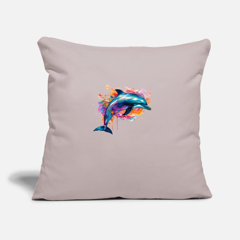 Dauphin dans la mer colorée Housse de coussin décorative 45 x 45 cm