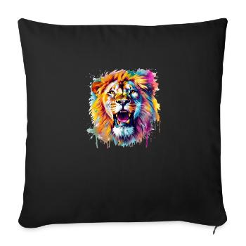 colorful lion - Sofa pillowcase 17,3'' x 17,3'' (45 x 45 cm) - black - Front