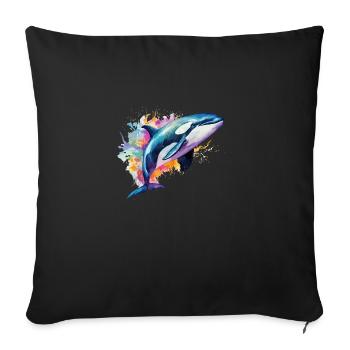 colorful orca - Sofa pillowcase 17,3'' x 17,3'' (45 x 45 cm) - black - Front