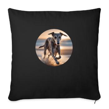 Lurcher on the Shoreline - Sofa pillowcase 17,3'' x 17,3'' (45 x 45 cm) - black - Front