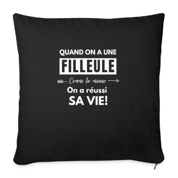 quand on a une filleule comme la mienne - Housse de coussin décorative 45 x 45 cm - noir - Devant