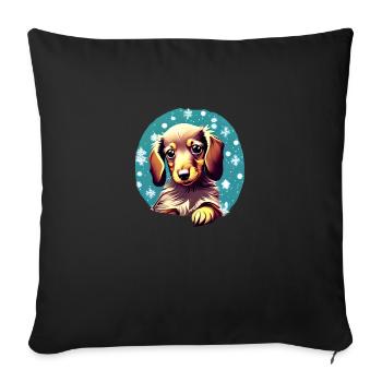Dachshund Dog Christmas Dachshund Puppy Winter - Sofa pillowcase 17,3'' x 17,3'' (45 x 45 cm) - black - Front